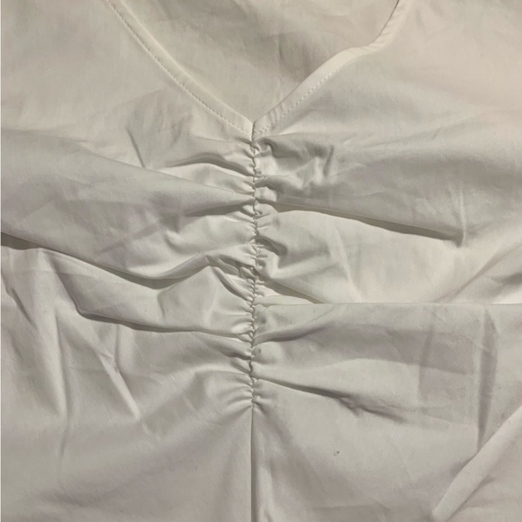 NEW Liz Claiborne Top XXL White Short Sleeves Ruching V-Neck Cotton Nylon Spandx - Picture 11 of 13